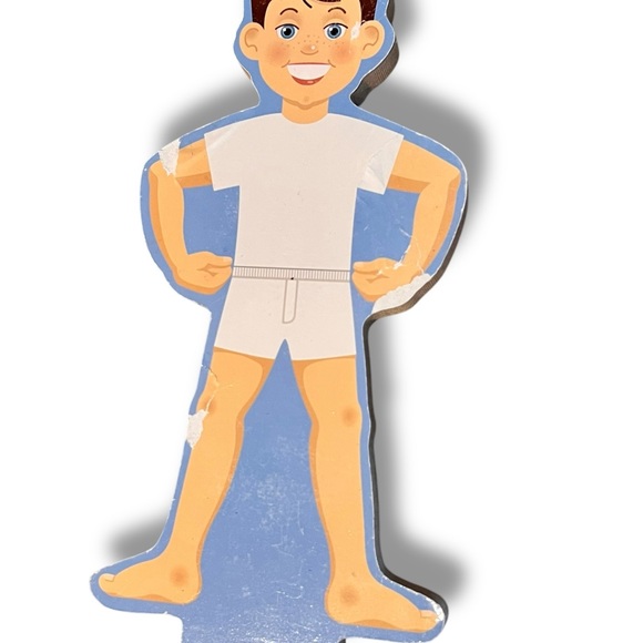 Wooden Dress Up Boy Doll Magnetic Outfits Police Construction Worker Partial Set - Picture 3 of 5